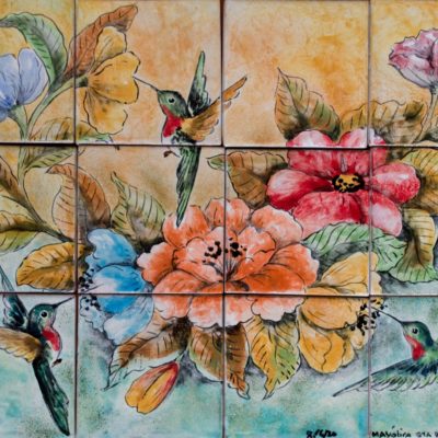 Mural 12 pzas. Flores Colibríes