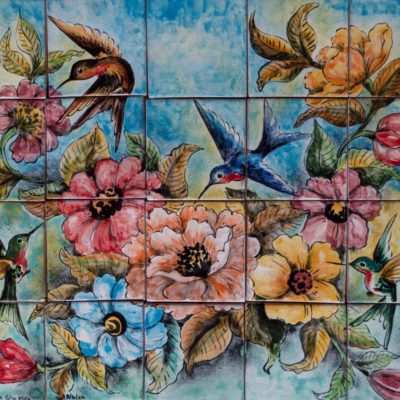 Mural 20 pzas. Flores Colibríes