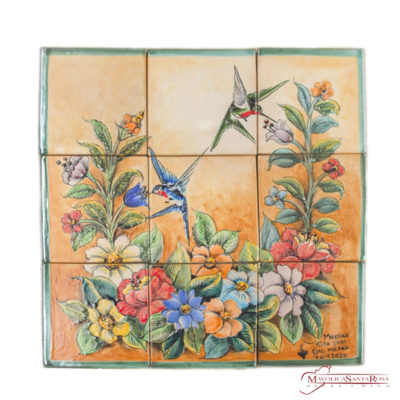 Mural 9 pzas. Flores colibríes
