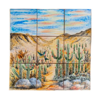 Mural 9 pzas. Cactus colibríes