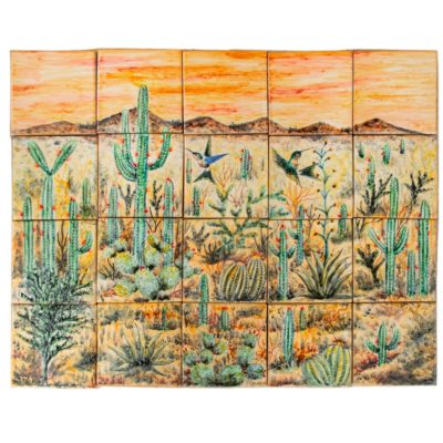 Mural 20 pzas. Cactus colibríes