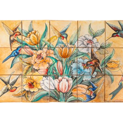 Mural 15 pzas. Flores colibríes